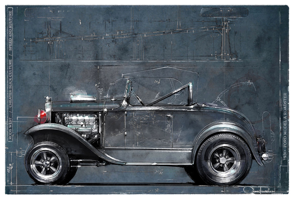 Don Waldron's A/A Roadster Blueprint POSTER - by Piscitelli Design